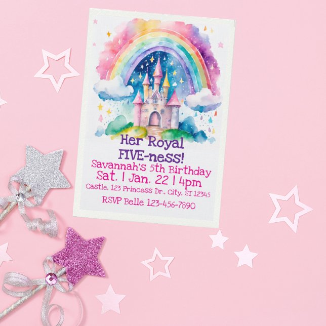Her Royal Five-ness Rainbow Castle 5th Birthday Inbjudningar (Skapare uppladdad)