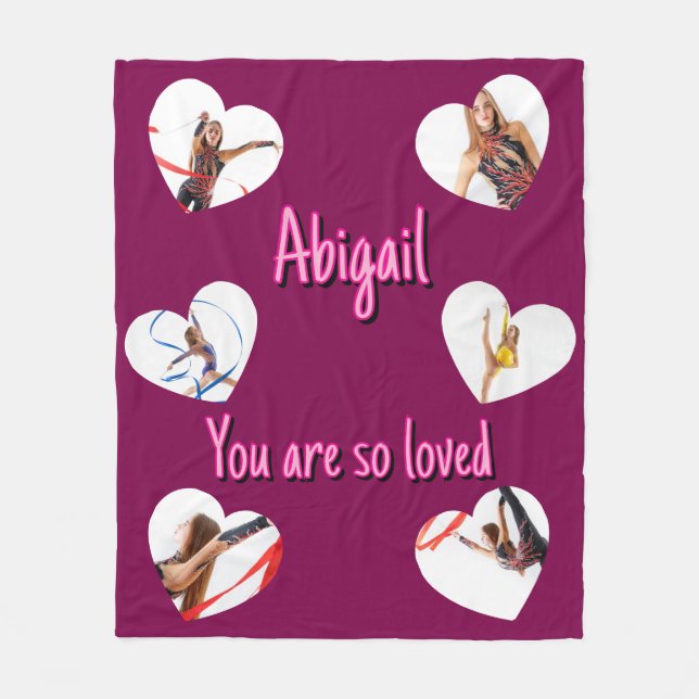 Her Valentine’s Day 6 Heart Shaped Photos Collage Fleecefilt (Framsidan)