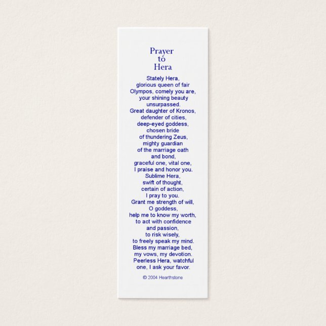 Hera Prayer Card Litet Visitkort (Framsidan)