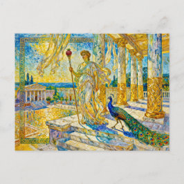 Hera with Peacock and Pomegranate Scepter in Templ Vykort