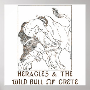 Heracles & tjuren av Crete Poster
