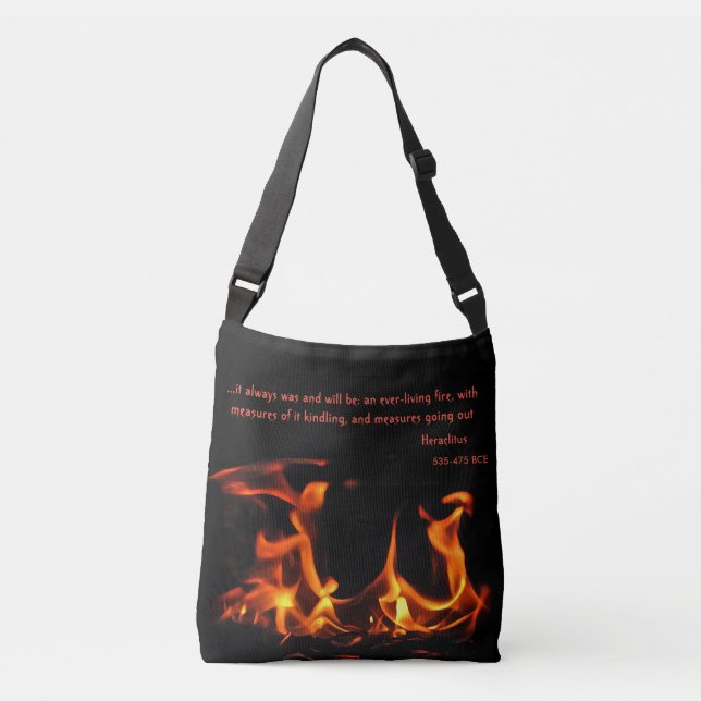 Heraclitus Orange Black Fire Quotation Tote Bag Axelväska (Framsida)