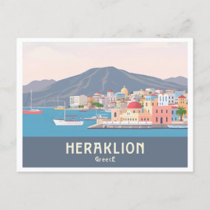 Heraklion Greece Pastel Travel - Venetian Harbour Vykort