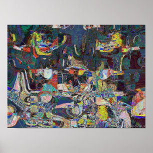 Heraklion Harbor i abstrakt Hundertwasser stil Poster