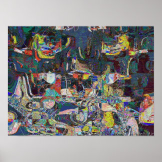 Heraklion Harbor i abstrakt Hundertwasser stil Poster