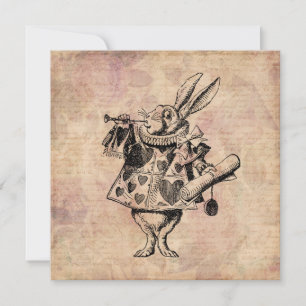Herald White Rabbit Alice i Wonderland Blommigt Julkort
