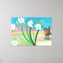 Heralder i vår - Wrenfåglar och snöfall Canvastryck