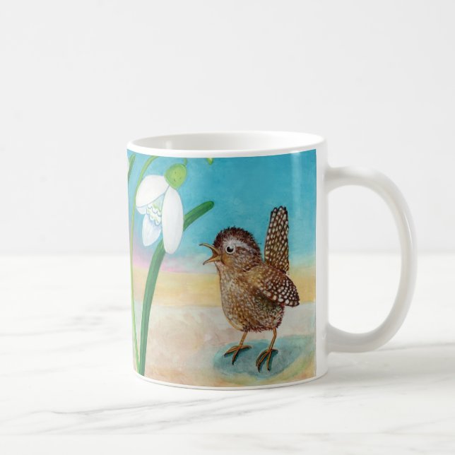 Heralder i vår - Wrenfåglar och snöfall Kaffemugg (Höger)
