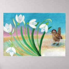 Heralder i vår - Wrenfåglar och snöfall Poster