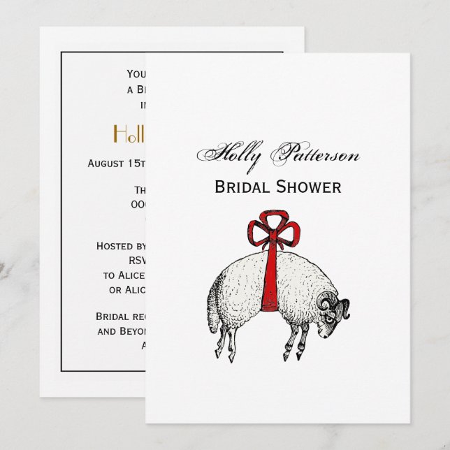 Heraldic Banded Ull Ram Sheep Vapensköld Emblem Inbjudningar (Fram/baksida)