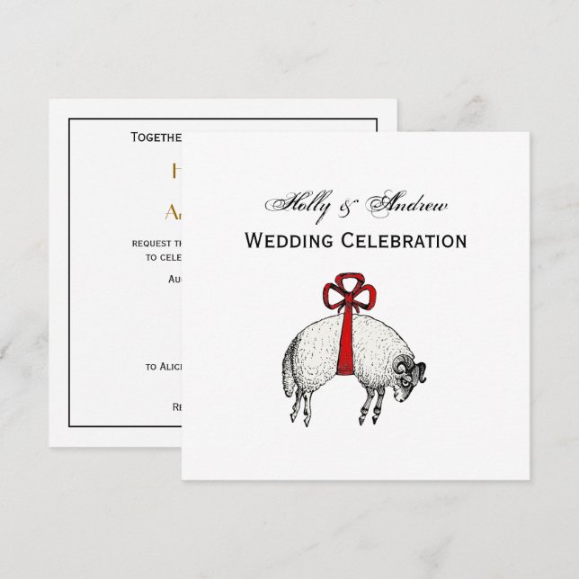 Heraldic Banded Ull Ram Sheep Vapensköld Emblem Inbjudningar (Fram/baksida)