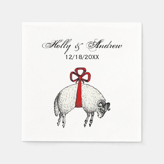 Heraldic Banded Ull Ram Sheep Vapensköld Emblem Pappersservett (Framsidan)