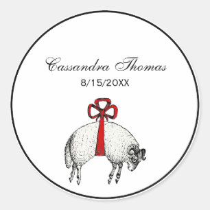 Heraldic Banded Ull Ram Sheep Vapensköld Emblem Runt Klistermärke