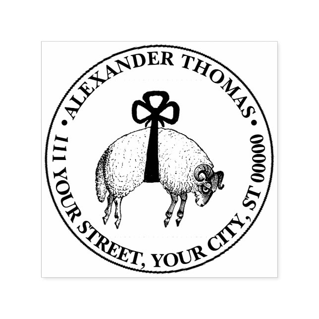 Heraldic Banded Ull Ram Sheep Vapensköld Emblem Självfärgande Stämpel (Design)
