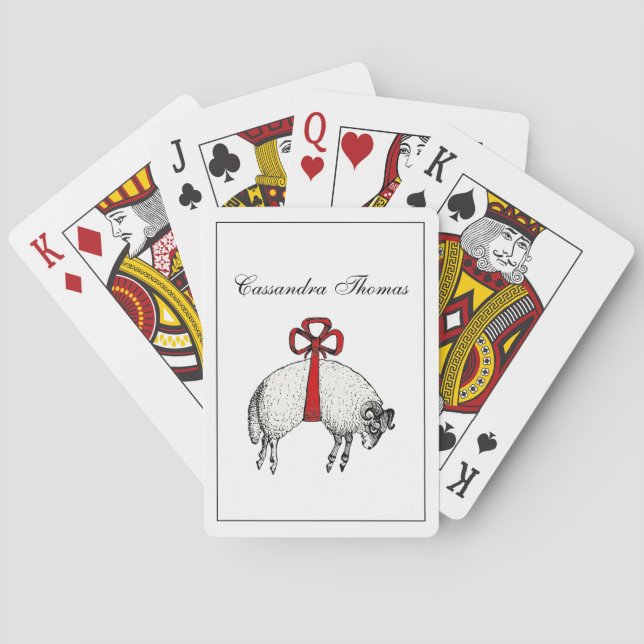Heraldic Banded Ull Ram Sheep Vapensköld Emblem Spel Kort (Baksidan)