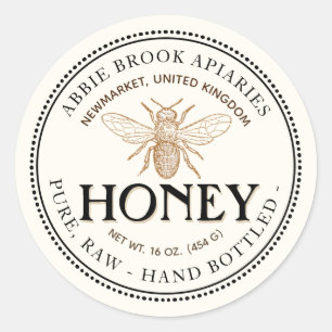 Heraldic Bee Raw Hand Botten honey Sticker Runt Klistermärke