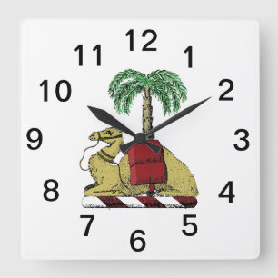 Heraldic Camel Handflatan Träd Färg Jackar Arm Fyrkantig Klocka