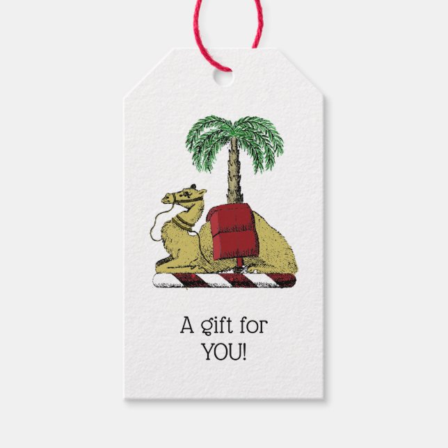 Heraldic Camel Handflatan Träd Färg Jackar Arm Presentetikett (Framsidan)