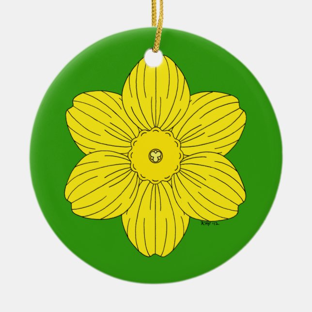 Heraldic Daffodil Julgransprydnad Keramik (Framsidan)