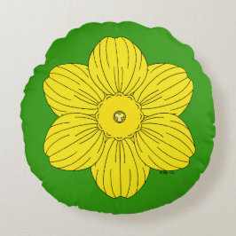 Heraldic Daffodil Rund Kudde