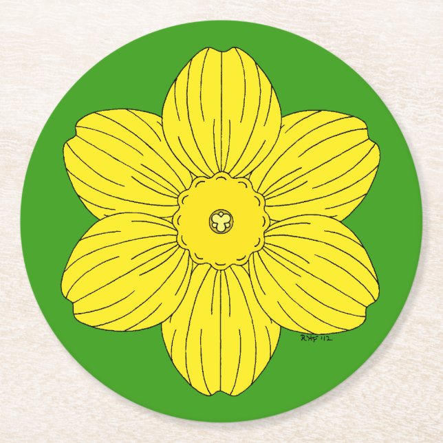 Heraldic Daffodil Underlägg Papper Rund (Framsidan)