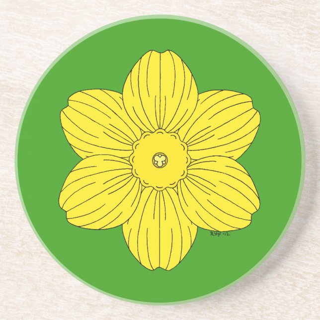 Heraldic Daffodil Underlägg Sandsten (Framsidan)