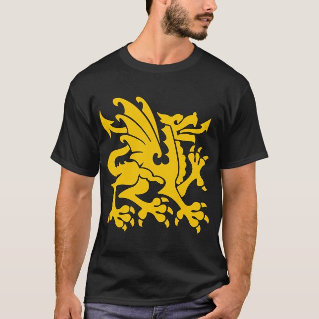 Heraldic Dragon 01 - Amber Tee Shirt (Framsida)