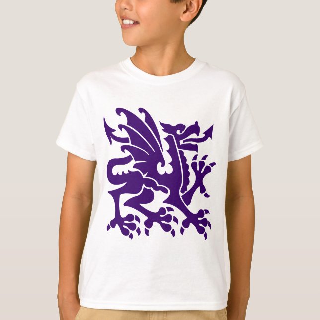 Heraldic Dragon 01 - Djup Lila T-shirt (Framsida)