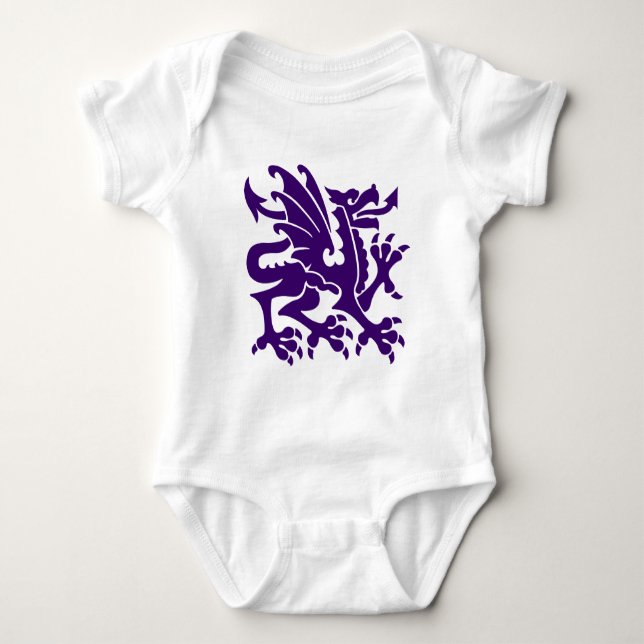 Heraldic Dragon 01 - Djup Lila T-shirt (Framsida)
