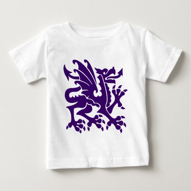 Heraldic Dragon 01 - Djup Lila T-shirt (Framsida)