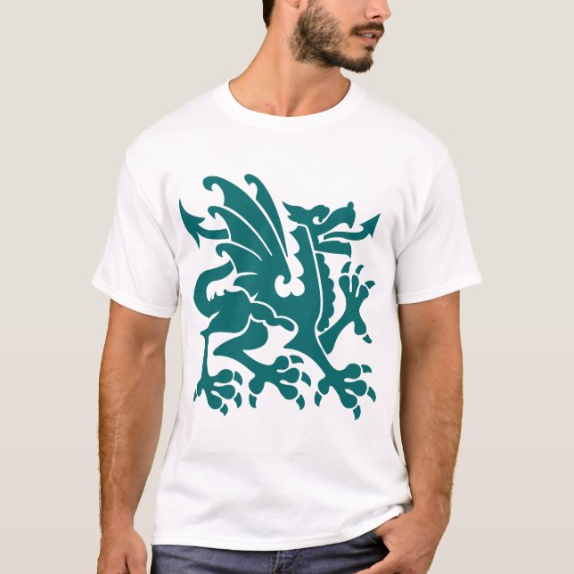 Heraldic Dragon 01 - Moss Grönt T-shirt (Framsida)