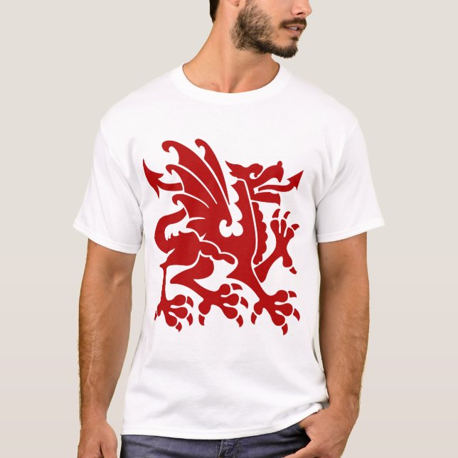 Heraldic Dragon 01 - Ruby Red Tee Shirt (Framsida)