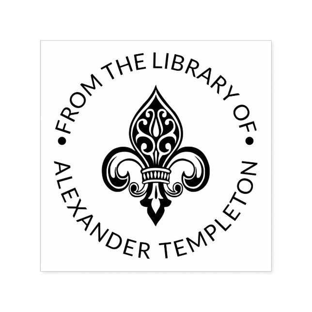 Heraldic Fleur de Lis #26 Bibliotek Bok Namn Självfärgande Stämpel (Design)