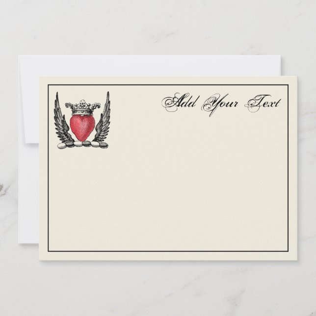 Heraldic Heart Vingar Jackar av Arm Note Card för  Anteckningskort (Framsida)