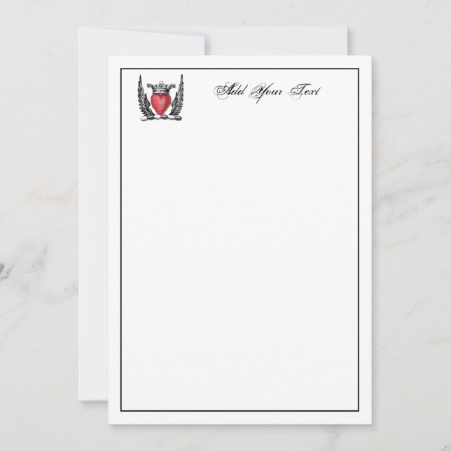Heraldic Heart Vingar Jackar av Arm Note Card för  Anteckningskort (Framsida)