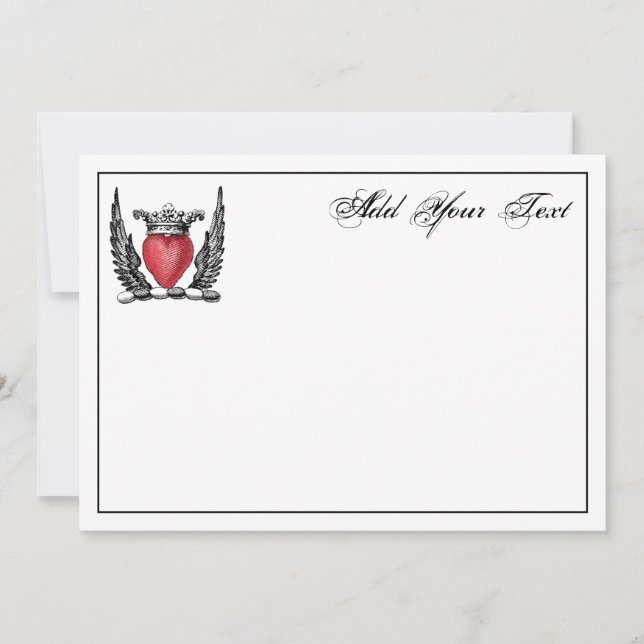 Heraldic Heart Vingar Jackar av Arm Note Card för  Anteckningskort (Framsida)