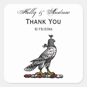 Heraldic Hunting Falcon Wearing Helmet Huva C Fyrkantigt Klistermärke