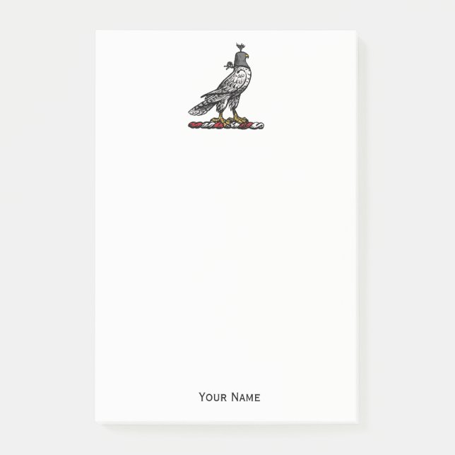 Heraldic Hunting Falcon Wearing Helmet Huva C Post-it Block (Framsida)