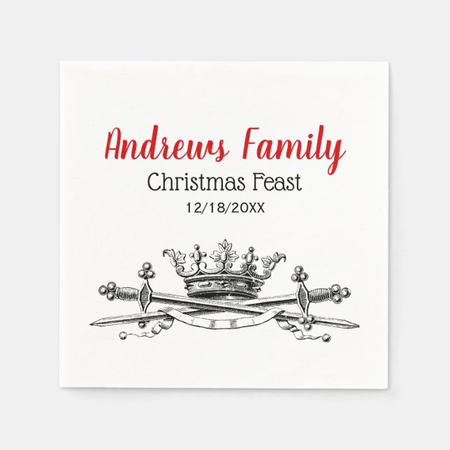 Heraldic Krona Crossed Saber jul Julafton Pappersservett (Framsidan)