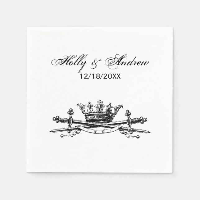 Heraldic Krona Crossed Sords Sabers Emblem Vapensk Pappersservett (Framsidan)