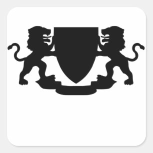 Heraldic Lejon och Shield Fyrkantigt Klistermärke