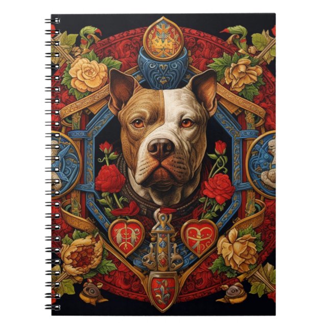 Heraldic Pitbull " Pittie " Spiral Notebook" Anteckningsbok (Framsidan)