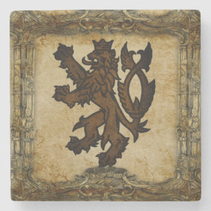Heraldic Rampant Lejon Anpassningsbar Stenunderlägg