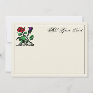 Heraldic Ro & Thistle Vapensköld Färg Note Card Anteckningskort