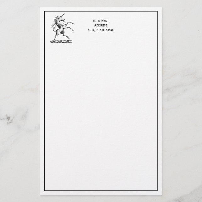 Heraldic Unicorn Rearing Jackar Arm Emblem Brevpapper (Framsida)