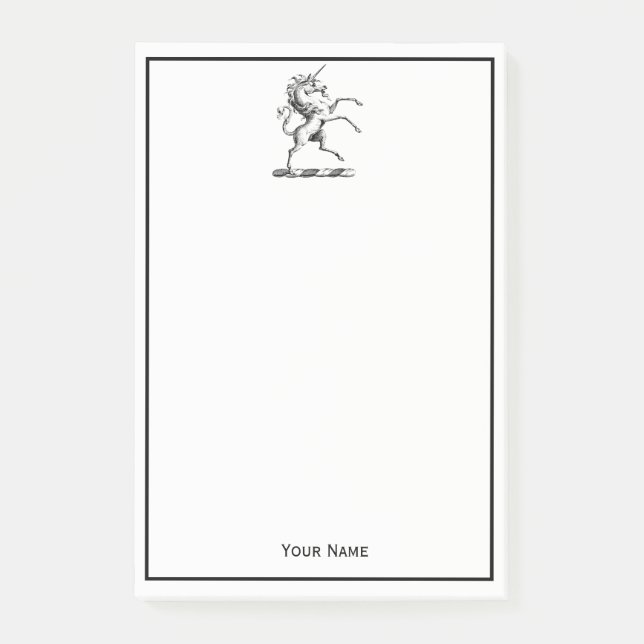 Heraldic Unicorn Rearing Jackar Arm Emblem Post-it Block (Framsida)