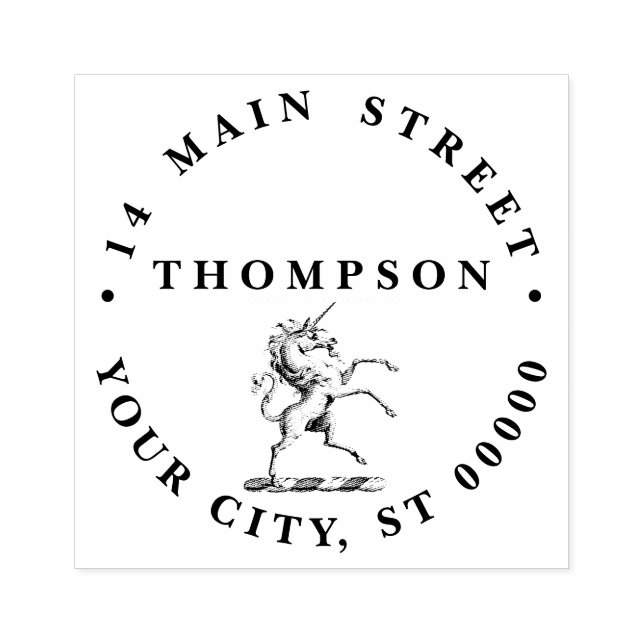 Heraldic Unicorn Rearing Jackar Arm Emblem Stämpel (Tryck)