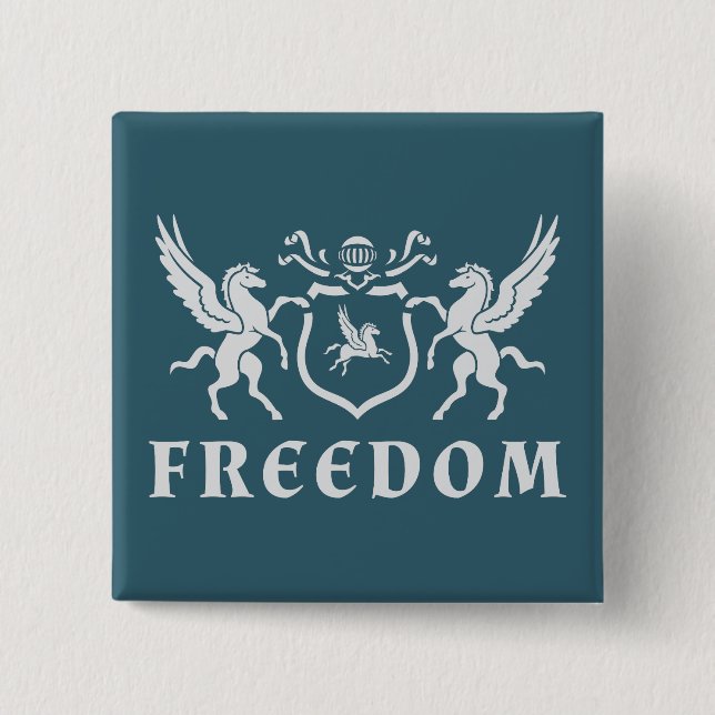 Heraldic White Pegasus Knapp (Framsida)