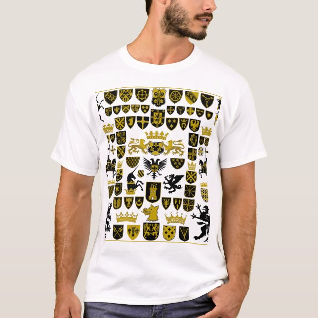 Heraldik vapensköldar, symboliska mönster. t shirt (Framsida)
