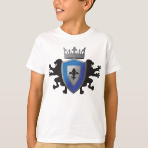 Heraldikpojke för blått medeltida lejon T-tröja Tee Shirt